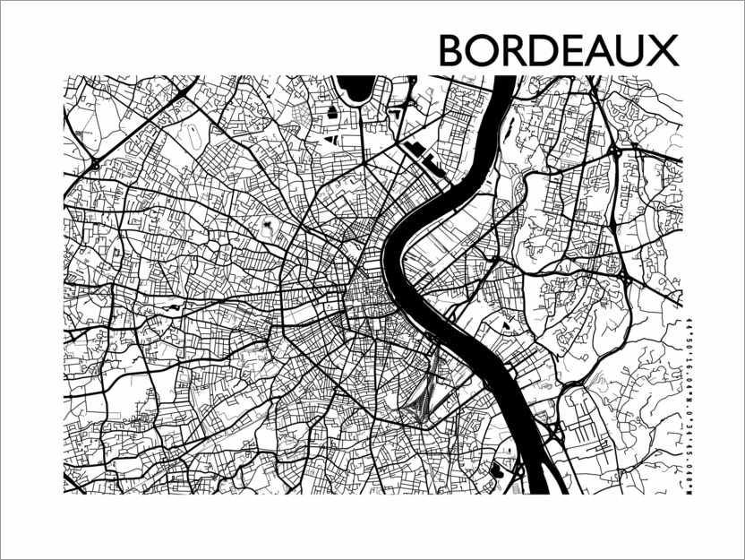 Plakat City map of Bordeaux