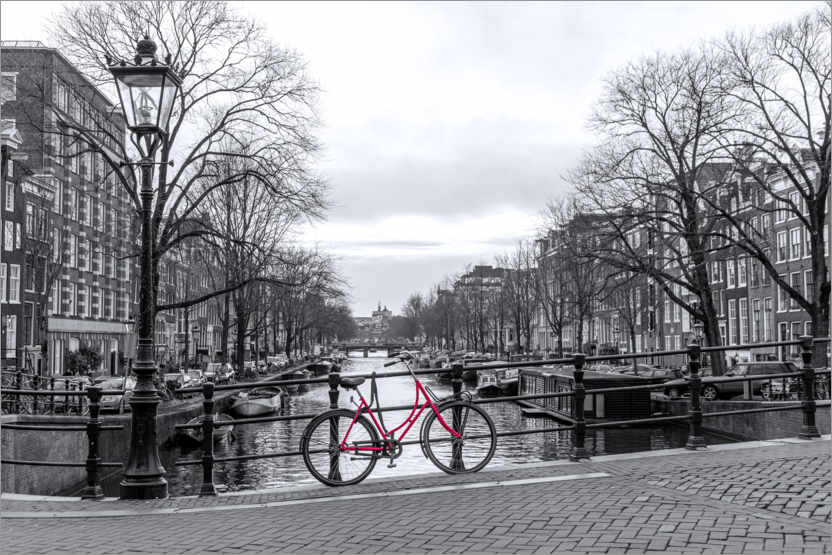 Plakat Red bicycle in Amsterdam