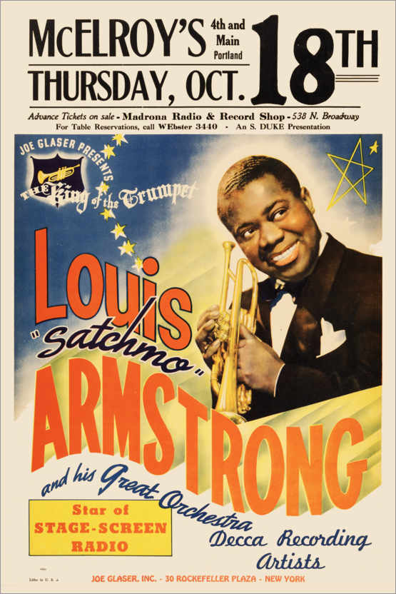Plakat Louis Armstrong Parker Auditorium