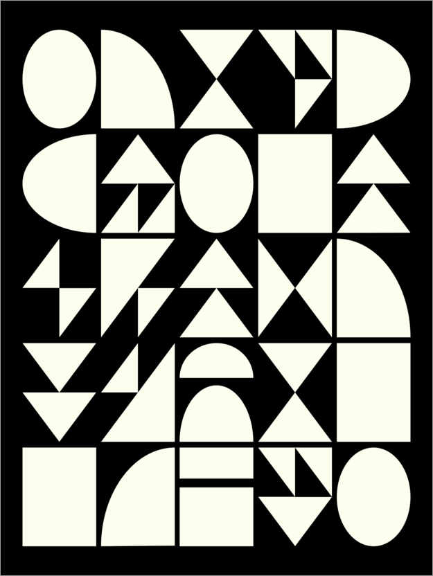 Plakat Black and white geometric shapes