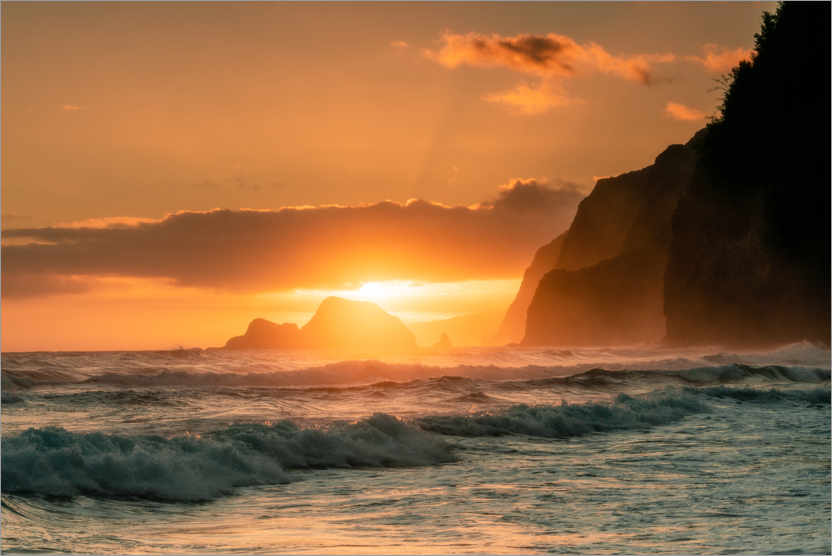 Plakat Sunrise on the coast of Hawaii