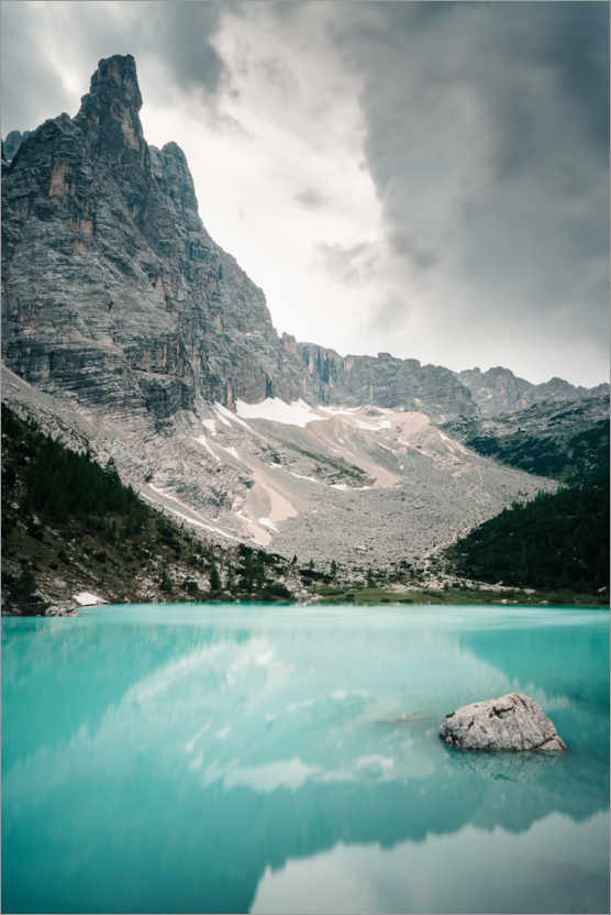 Plakat Sorapis mountain lake in the Dolomites