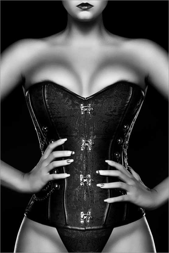 Plakat Woman wearing black corset