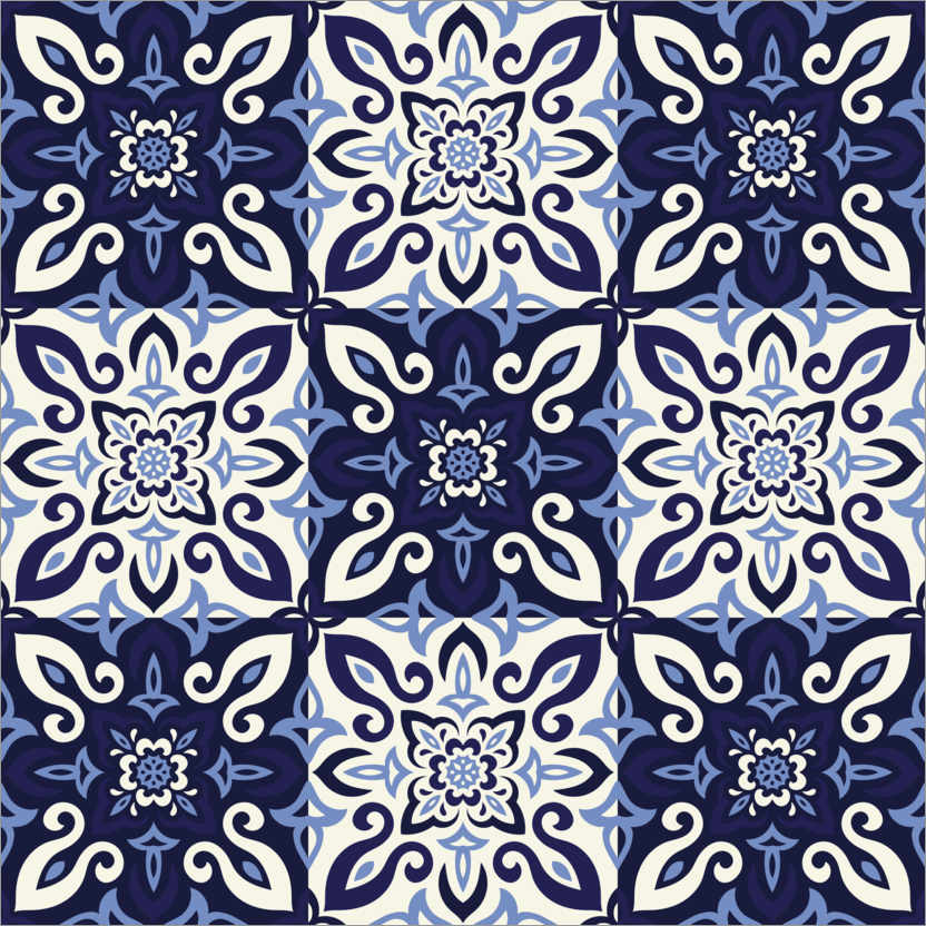 Plakat Pattern in Delft blue style