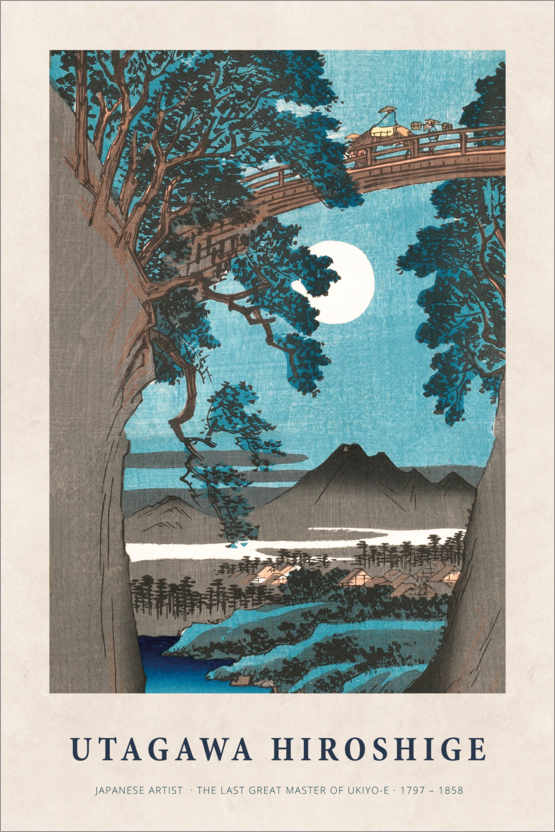 Plakat Utagawa Hiroshige - Monkey bridge in Kai province