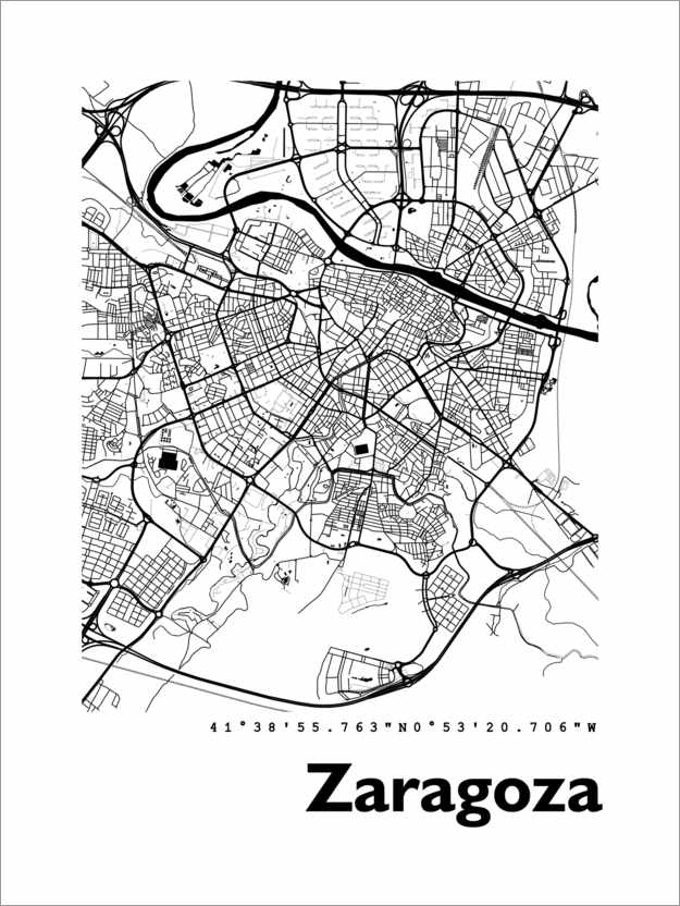 Plakat Zaragoza city map
