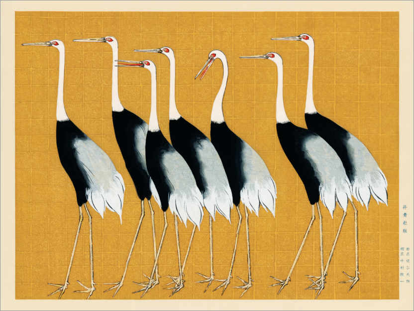 Plakat Flock of Japanese Red Crown Cranes