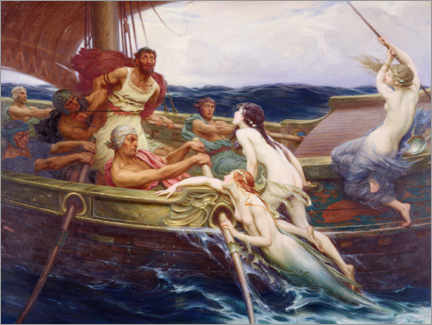 Obraz na drewnie  Ulysses and the Sirens - Herbert James Draper