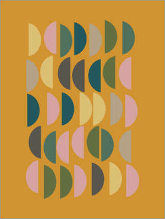Plakat  Geometria - musztardowa żółć - apricot and birch
