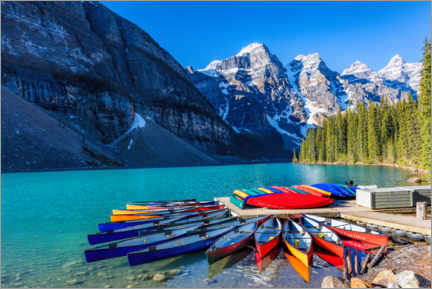Plakat  Canoes on Moraine Lake, Canada - Mike Centioli