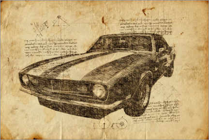 Obraz na drewnie  Vintage Camaro - Durro Art