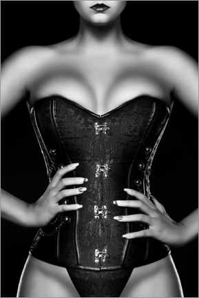 Obraz na szkle akrylowym  Woman wearing black corset - Johan Swanepoel