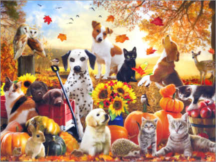 Plakat Zwierzęta jesienią