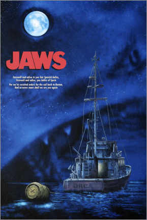Plakat  Szczęki - łódź nocą
