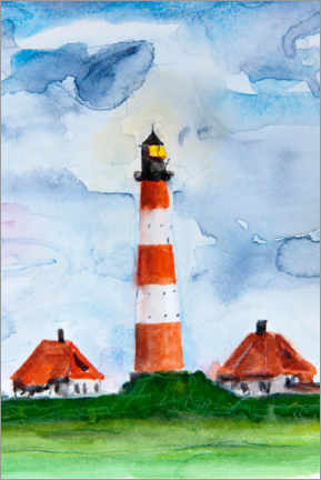 Plakat Westerheversand lighthouse