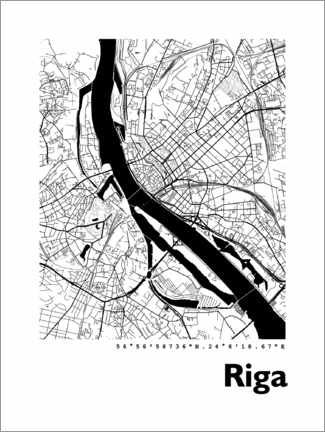 Plakat Ryga - plan miasta