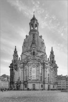 Obraz na drewnie  Frauenkirche in Dresden black and white - Michael Valjak