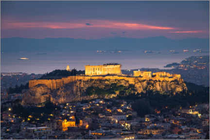 Obraz na PCV  The Acropolis of Athens with lights turned on at sunset - George Pachantouris