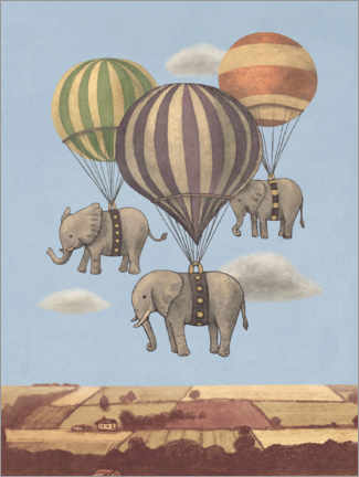 Obraz na drewnie  Flight of the Elephants - Terry Fan