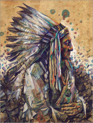 Obraz na płótnie  Sitting bull native art portrait 2 - Bekim Mehovic