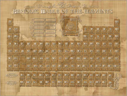 Plakat  Periodic table of elements gothic beige - Bekim Mehovic