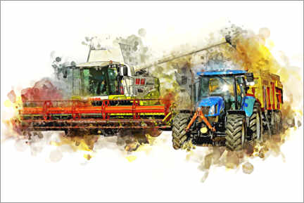 Plakat  Combine harvester at harvest - Peter Roder