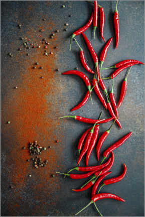 Naklejka na ścianę  Cayenne pepper, chilli and hot peppers