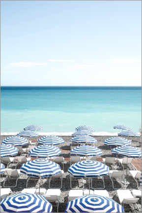 Obraz na szkle akrylowym  Blue Beach Umbrellas In Nice, France - Henrike Schenk