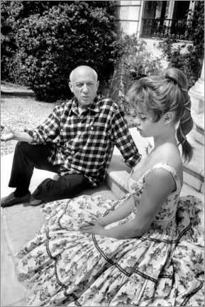 Obraz na drewnie  Brigitte Bardot and Pablo Picasso, 1956