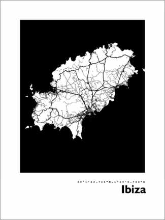 Plakat  Map of Ibiza - 44spaces
