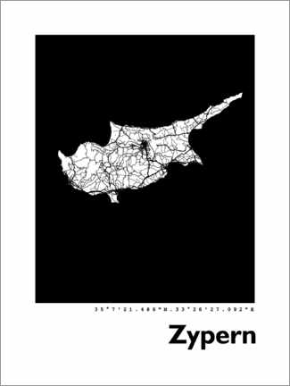 Plakat Map of Cyprus