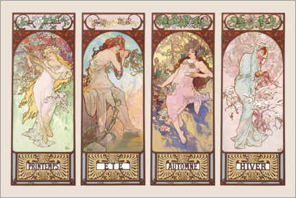 Obraz na drewnie  The four Seasons II - Alfons Mucha