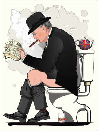 Plakat Prime Minister Churchill on the toilet
