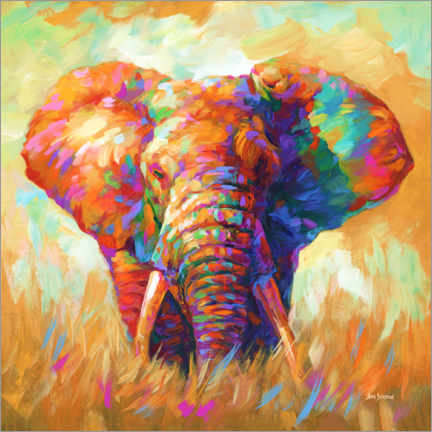 Plakat  Colourful Elephant - Leon Devenice