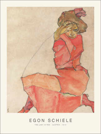 Plakat Female Kneeling in an Orange Red Dress, 1918