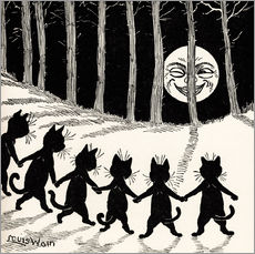 Naklejka na ścianę  Taniec kotów w pełni księżyca - Louis Wain
