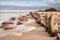 Naklejka na ścianę  Groyne and stones on shore of the Baltic Sea - Rico Ködder