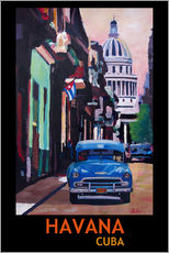 Naklejka na ścianę  Vintage car street scene in Havana - M. Bleichner