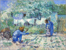 Obraz na drewnie  Pierwsze kroki (wg Milleta) - Vincent van Gogh