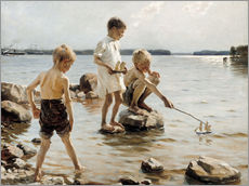 Naklejka na ścianę  Boys Playing on the Shore - Albert Edelfelt