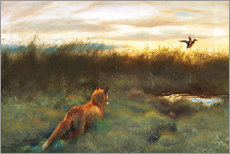 Naklejka na ścianę  Fox and duck - Bruno Andreas Liljefors