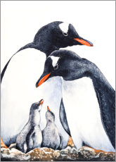 Obraz na szkle akrylowym  Happy Penguin Family - Zaira Dzhaubaeva