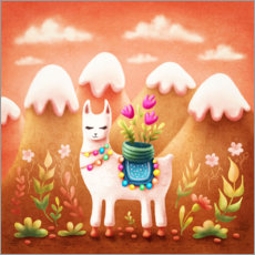 Plakat Llama with flowers