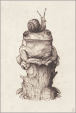 Obraz na szkle akrylowym  The frog and the snail, vintage - Mike Koubou