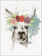 Plakat Lama with flower crown II