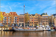 Obraz na płótnie  Amsterdam canal with boats - George Pachantouris