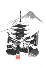 Plakat  Fuji and temple - Péchane