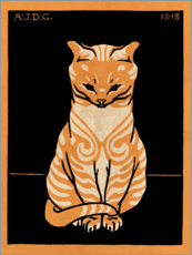 Plakat  Kolorowy siedzący kot - Julie de Graag