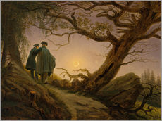Naklejka na ścianę  Dwaj mężczyźni kontemplujący księżyc - Caspar David Friedrich