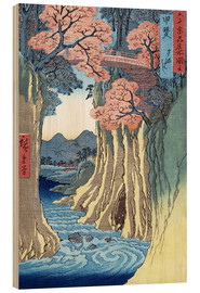 Obraz na drewnie  The Monkey Bridge in the Kai Province - Utagawa Hiroshige